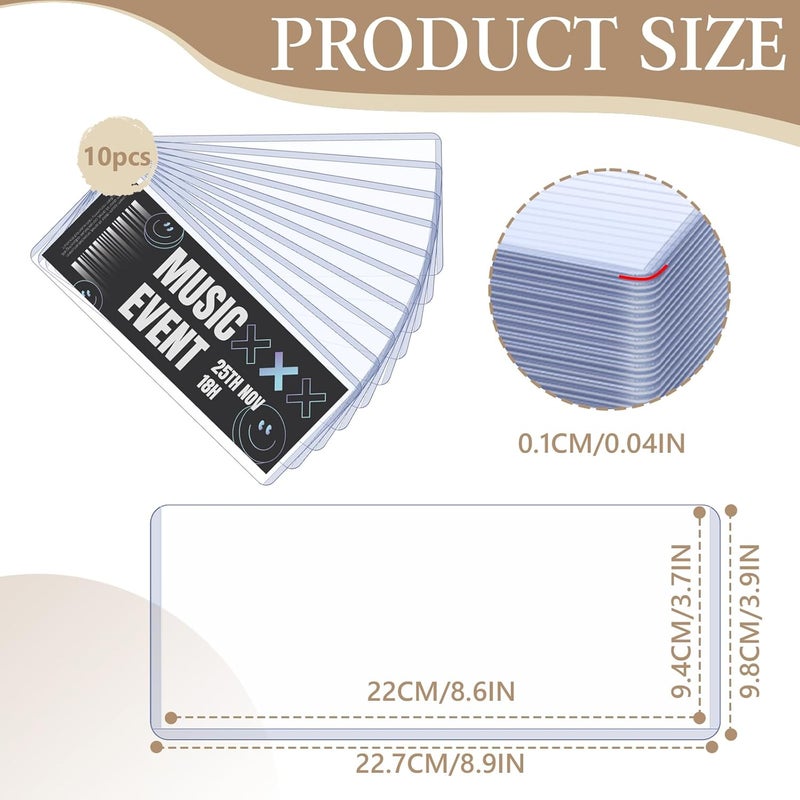 SKLENICE 10Pcs Ticket Stub Toploader 8.9x3.9 Inches Ticket Stub Display Holder Currency Sleeves for Bills Currency Topload Holder Clear Money Protector PVC for Collectors Stamps Concert Tickets - Image 2